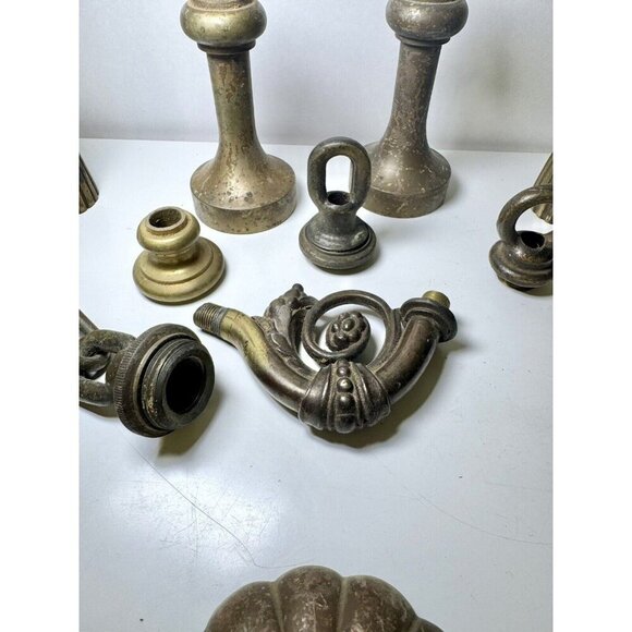 Antique Lot Brass Loops Hanging Lamp Light Fixture Parts Replacement Vintage - Picture 5 of 14